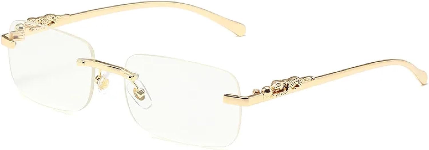 

Солнцезащитные очки с защитой от УФ-излучения UV400 | Без оправы, золотистый леопардовый принт | Для женщин и мужчин, для занятий спортом на открытом воздухе и вождения DSVIGF, Clear