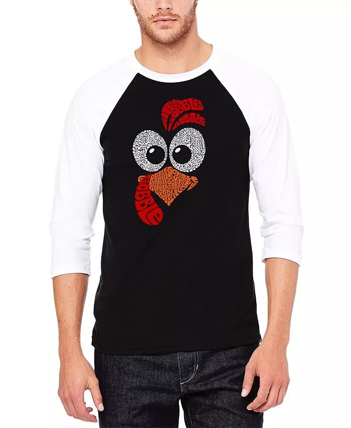 

Футболка мужская бейсбольная с принтом «Turkey Face» и принтом «Raglan» LA Pop Art, черный