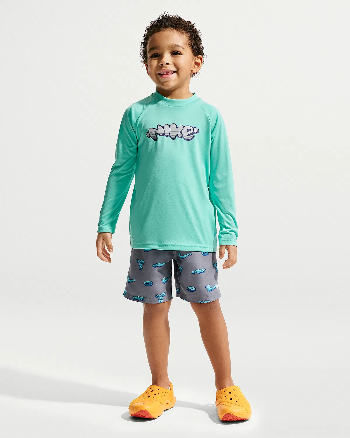 Детский (мальчики) комплект Nike Swim: лонгслив и шорты, Bleached Turquoise