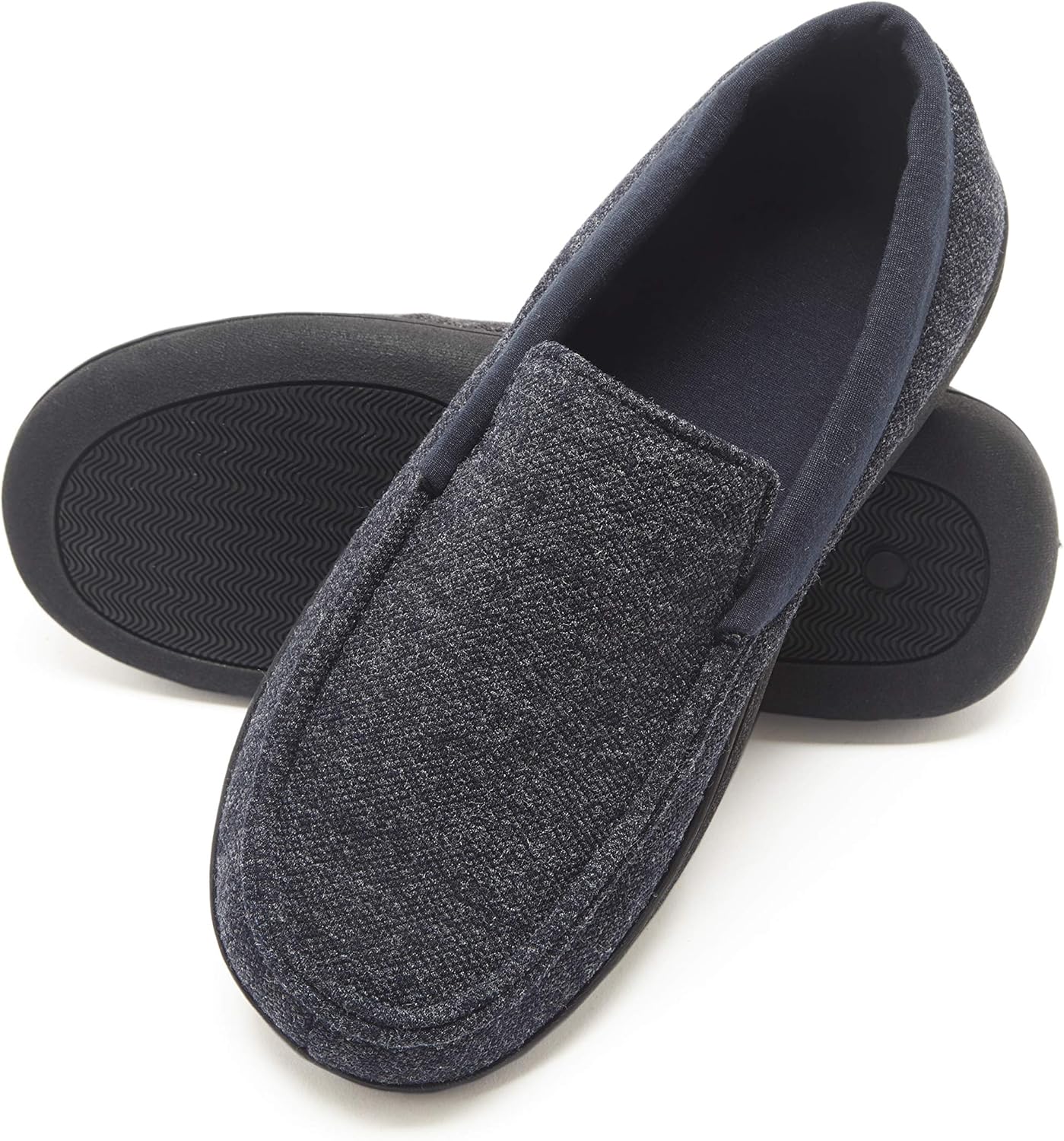 

Мужские тапочки Hanes ComfortSoft с вязью и вставкой из мемори-пены, модель Venetian, для дома и улицы, темно-синий