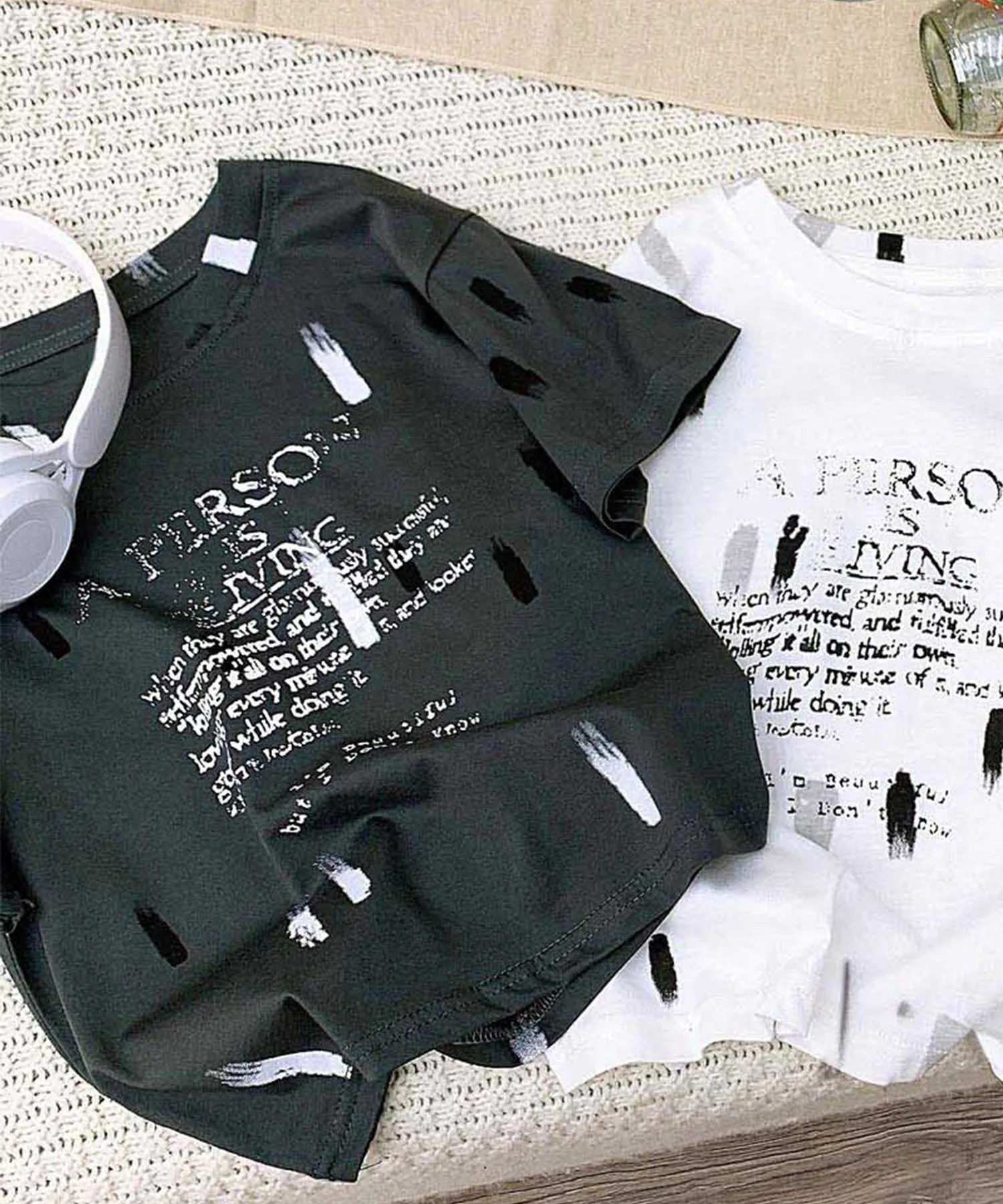 Повседневная футболка с принтом Aimoha Kids, Dark Gray and 3 Others