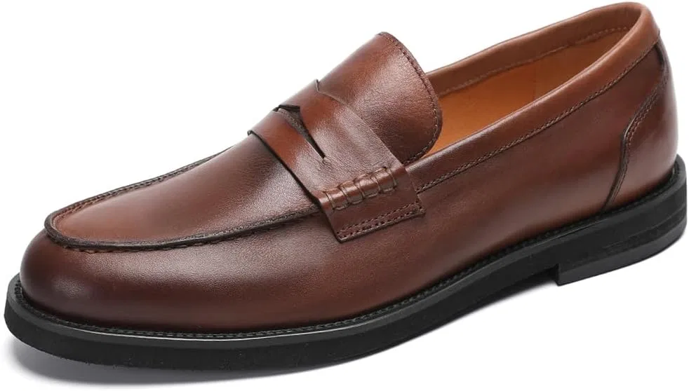 Лоферы кожаные, повседневные, Penny Loafers, коричневый FIAVOM