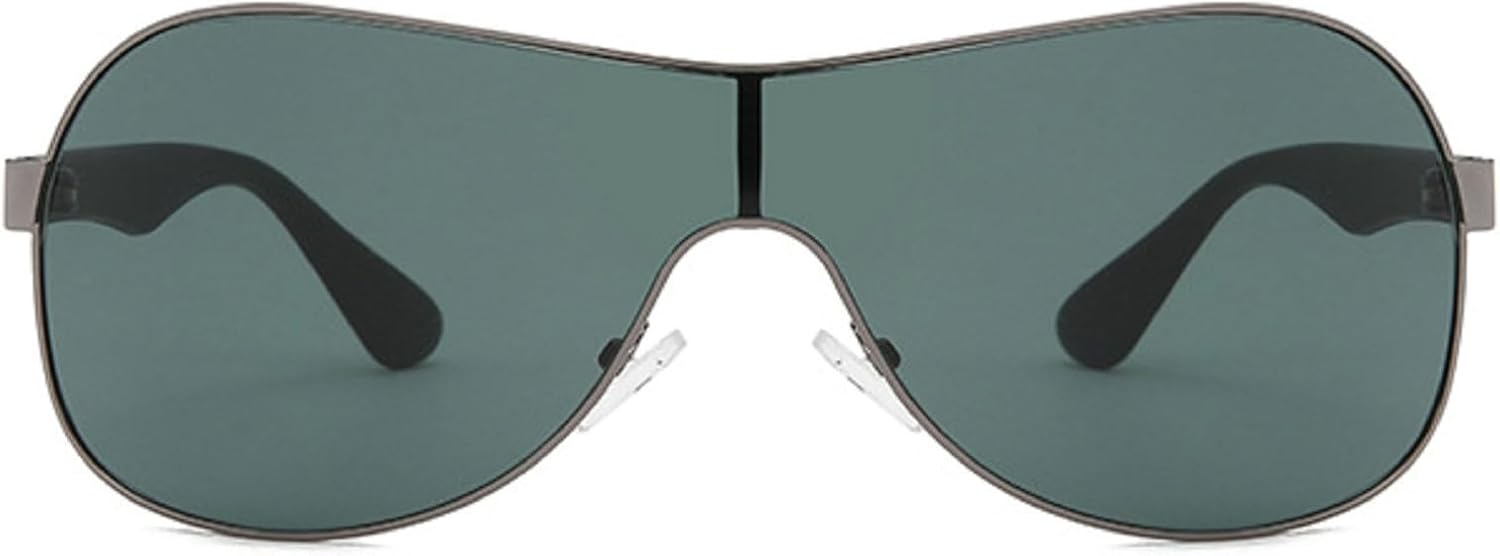 

Модные солнцезащитные очки-пилот большого размера для женщин и мужчин, роскошные цельные солнцезащитные очки с обтекаемой формой, винтажные большие очки для вождения mincl, Gray Green