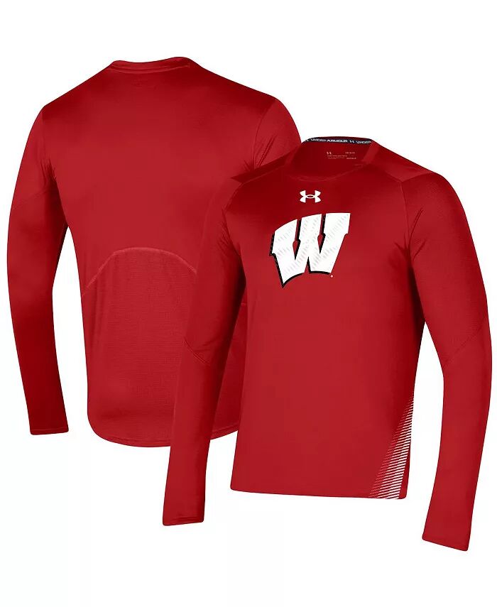 

Мужская красная футболка Wisconsin Badgers 2021 Sideline Training Performance с длинным рукавом Under Armour