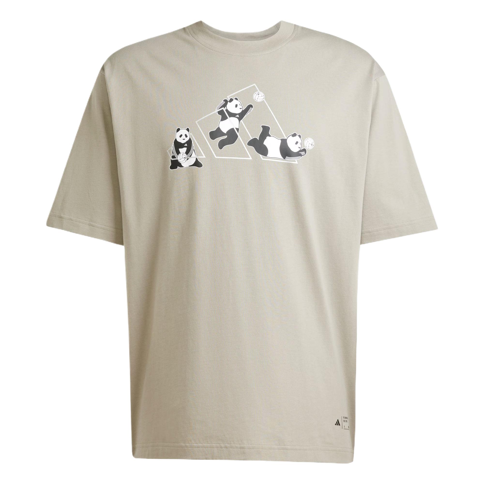 Adidas Футболка PANDA PLAY GRAPHIC T SHIRT Unisex Pebble Silver Gray