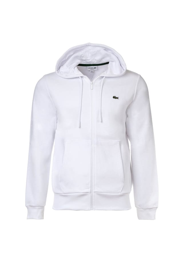 

Толстовка с капюшоном - молния из чесаного флиса с добавлением хлопка Lacoste, белый