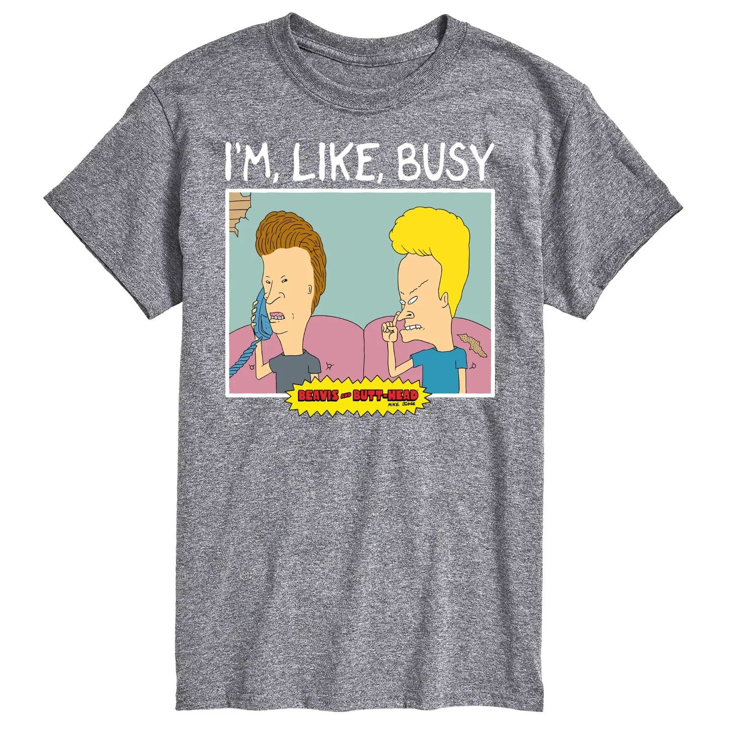 

Большой и высокий Бивис и Баттхед, футболка «I'm Like Busy» License, серый