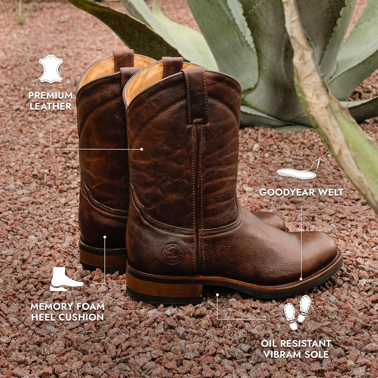 

7L SIETE LEGUAS - Мужские кожаные сапоги Roper с подошвой Vibram, маслоустойчивые, модель 1000