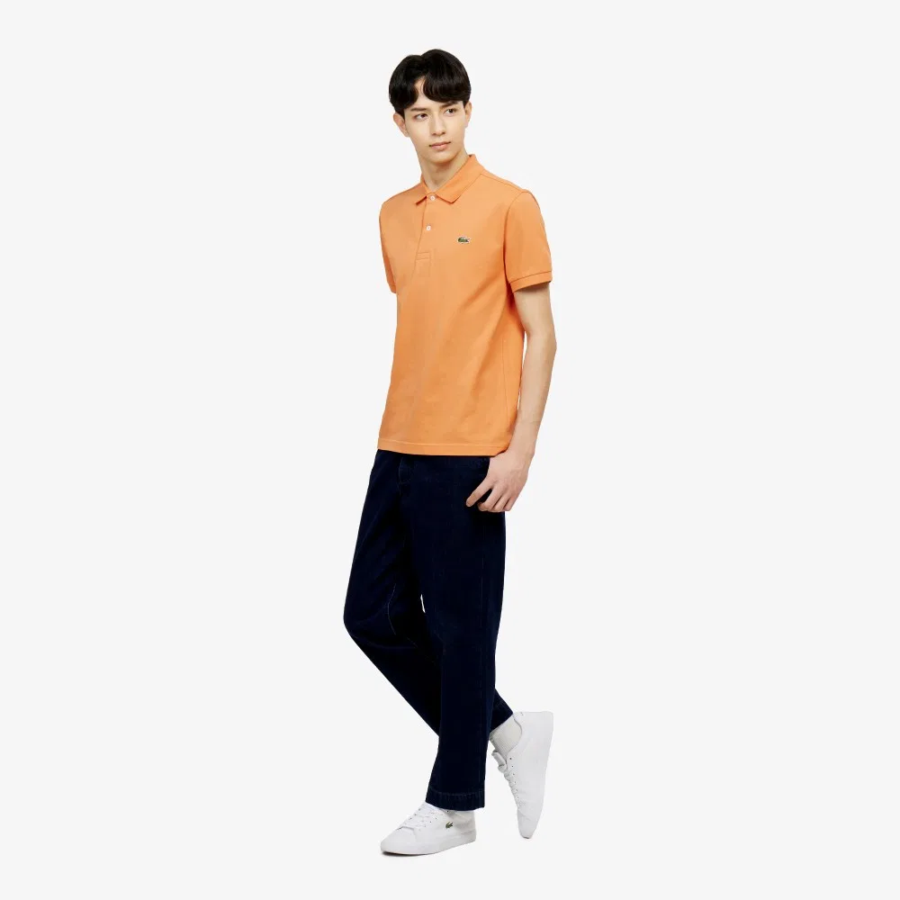 Футболка-поло Lacoste French Regular Fit мужская, базовая, оранжевый — фото 4