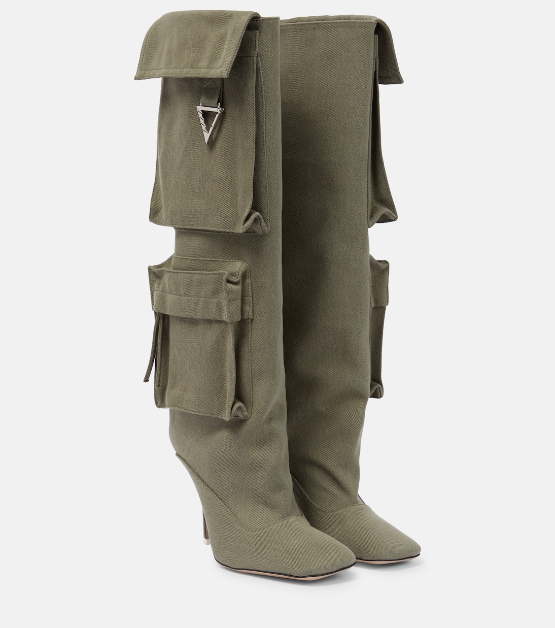 Сапоги Sienna из парусины до колена The Attico, Military Green