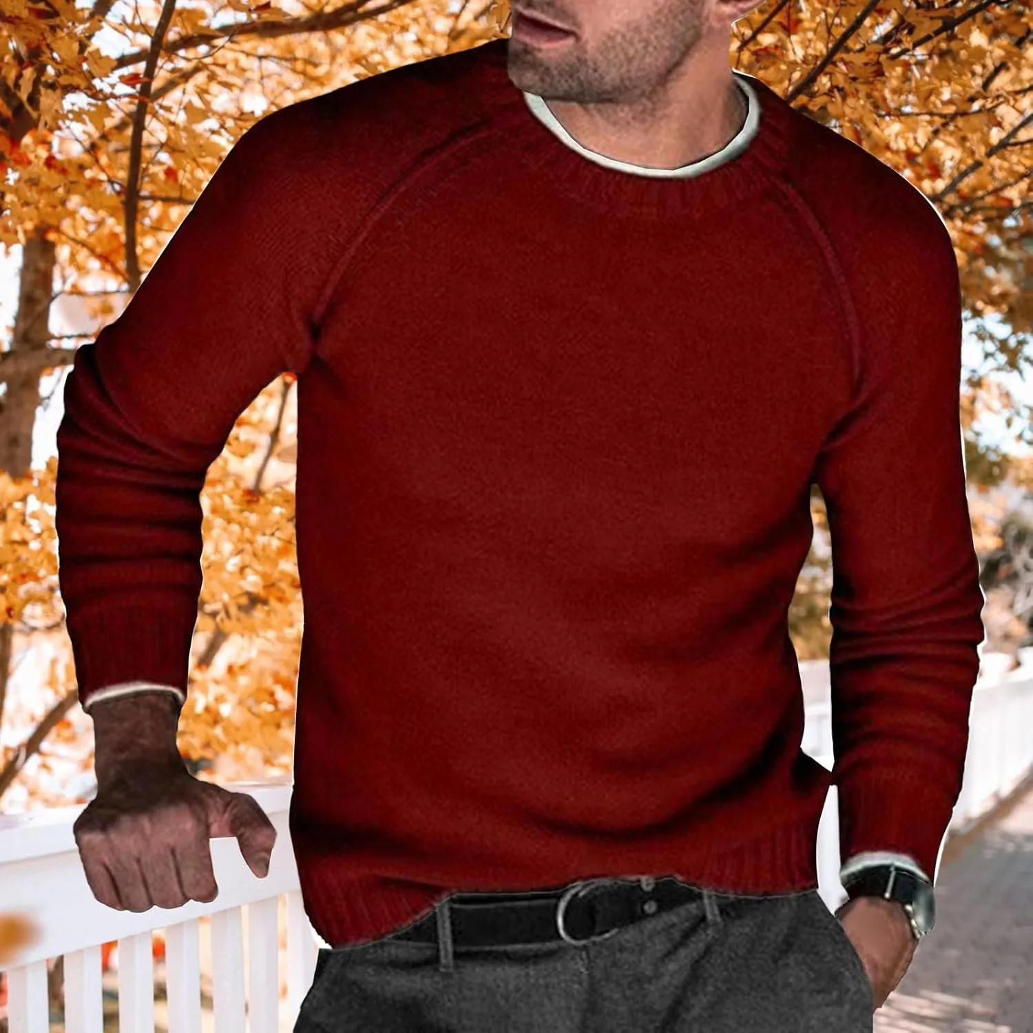 Мужской свитер с длинным рукавом Slim Fit — фото 2