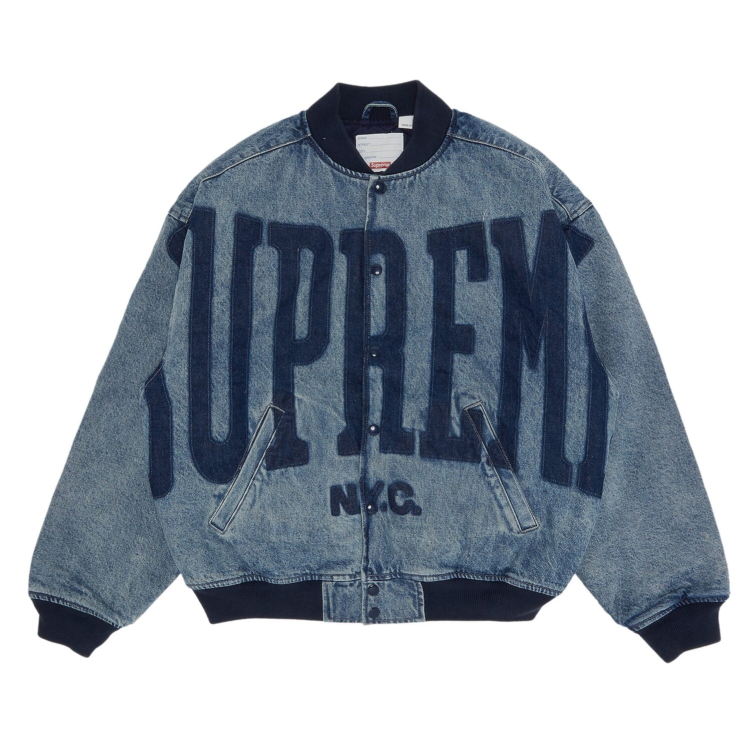 

Университетская джинсовая куртка Supreme Washed Knockout, цвет Washed Blue