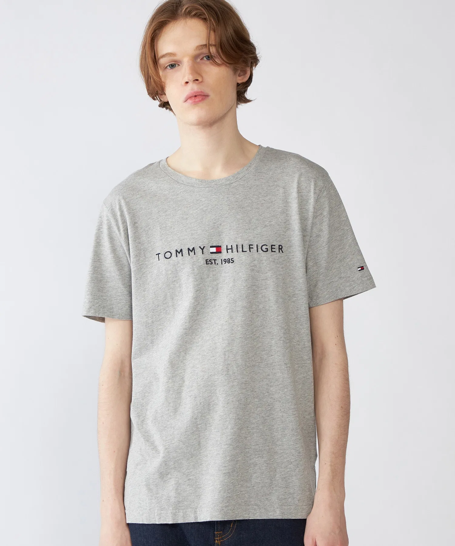 Унисекс футболка с логотипом TOMMY HILFIGER серая