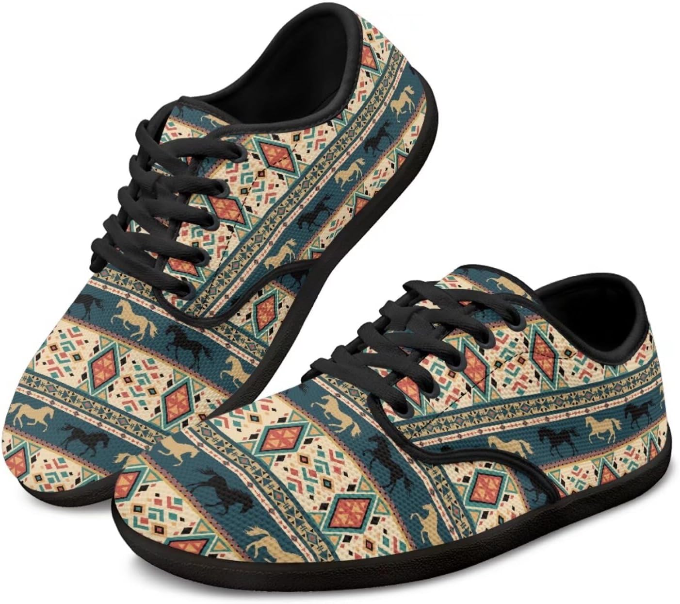 

Мужские и женские босоножки Jeiento с ацтекским узором с широким носком, кроссовки для бега с нулевым перепадом подошвы, Aztec Horse