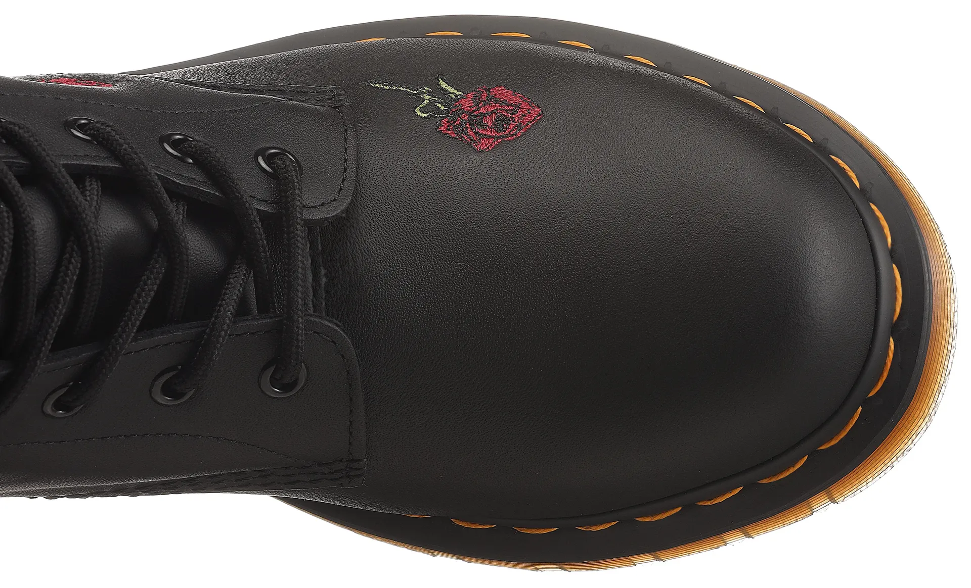 Ботинки на шнуровке DR. MARTENS "Vonda", блочный каблук, туфли на шнуровке, ботильоны, цветочная вышивка - узкая форма, красный — фото 4