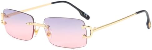 

Новые модные солнцезащитные очки без оправы 2025 года для женщин, градиентные очки для вечеринок на открытом воздухе с защитой от УФ-излучения UV400 DSXLY, Gold-graypink