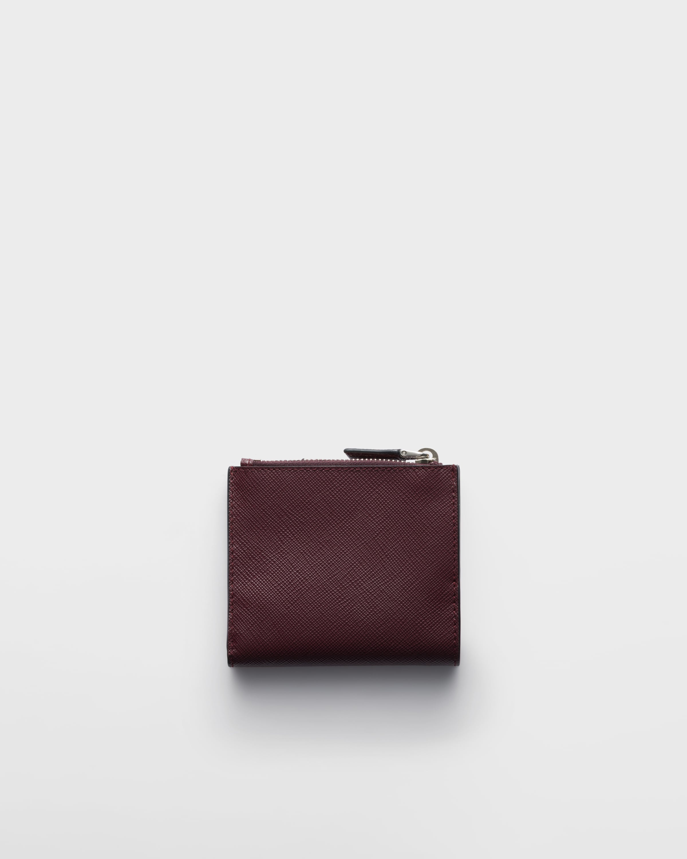 Маленький кошелек из сафьяновой кожи Prada, бордовые — фото 3