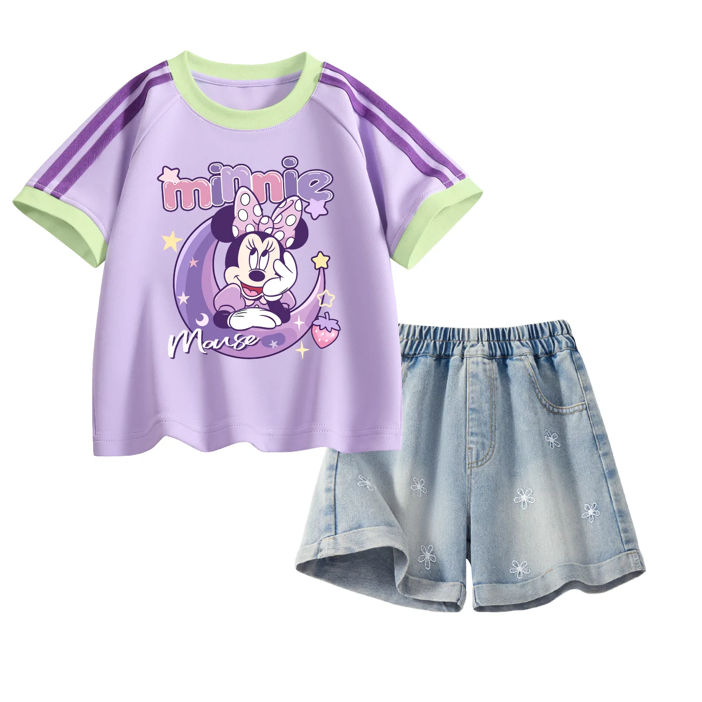 Детский спортивный костюм Disney Kids с круглым вырезом, дышащий, синий деним