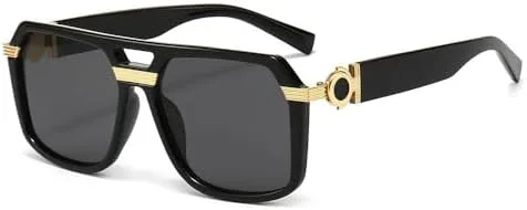 

Солнцезащитные очки большого квадратного размера 2027 года для женщин и мужчин, женские очки в крупной оправе с защитой от УФ-излучения UV400 MTZJH, Black