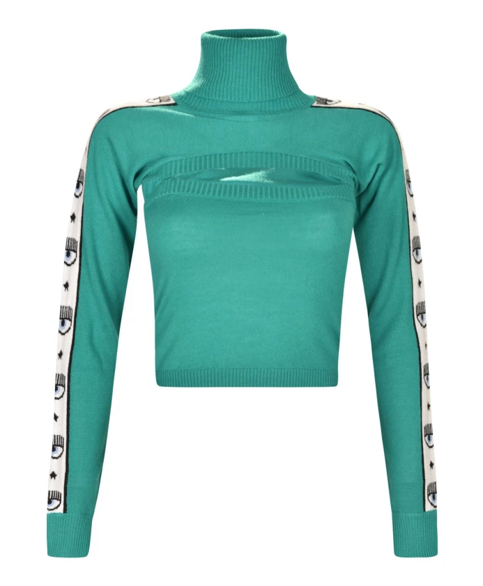 

Топ с вырезом и высоким воротником Chiara Ferragni Collection, зеленый