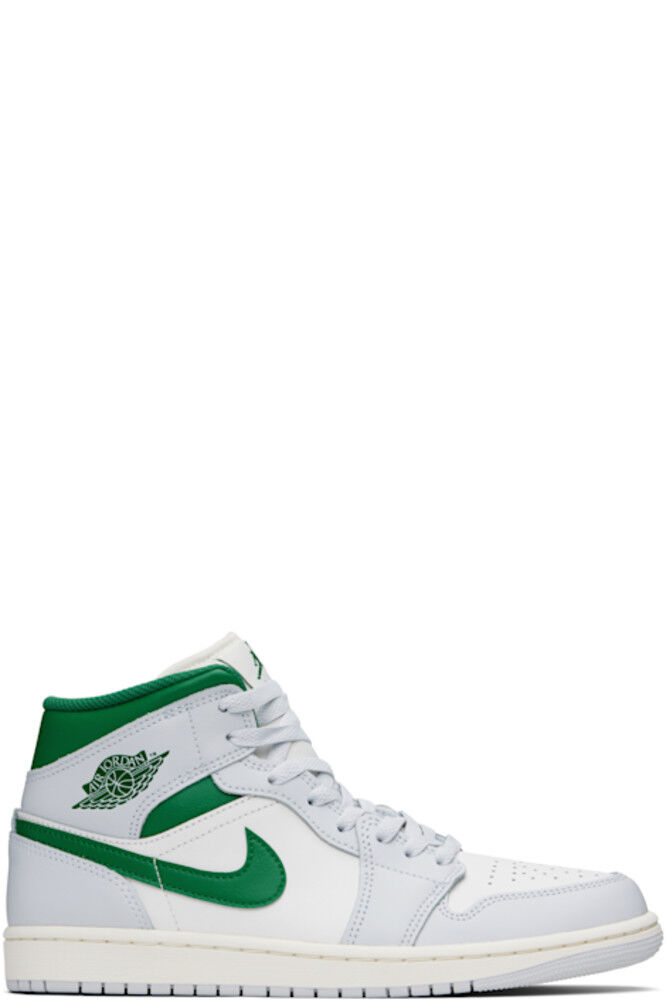 

Кроссовки Air Jordan 1 Mid белого и зеленого цвета Nike Jordan