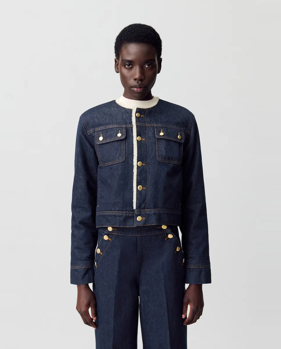 

Женская джинсовая куртка с искусственным мехом Claudie Pierlot, синий