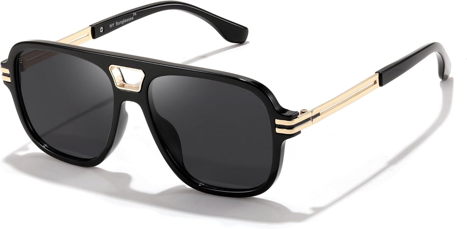 

Солнцезащитные очки FEISEDY Retro Aviator для женщин и мужчин, винтажные, модные, большие, квадратные, защита от ультрафиолета UV400, артикул B0106, Black Frame & Grey Lens