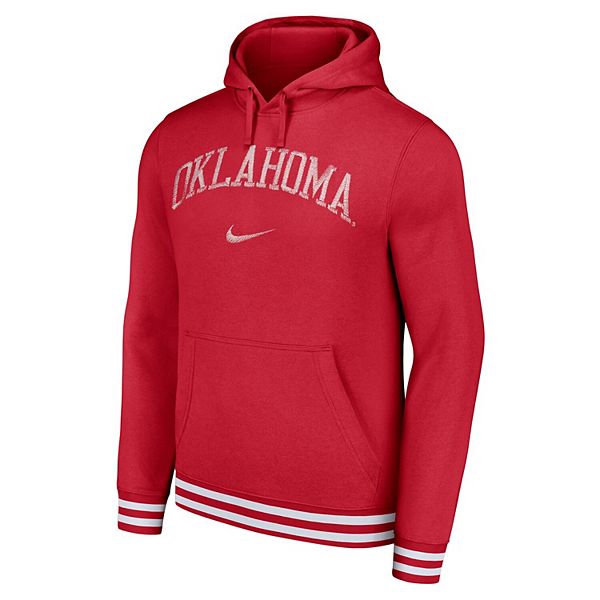 Мужской винтажный приталенный худи Oklahoma Sooners цвета малиновый с эффектом поношенности Nike — фото 3