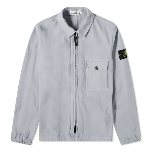 

Рубашка garment dyed zip shirt overshirt 'light grey' Stone Island, серый