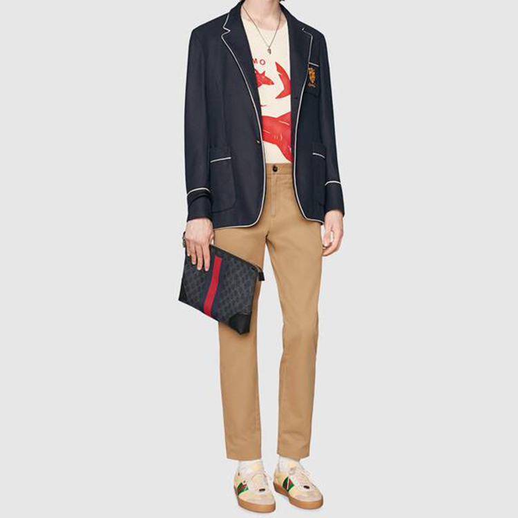 Ophidia Canvas With Leather Clutch мужская черно-серая GUCCI — фото 3