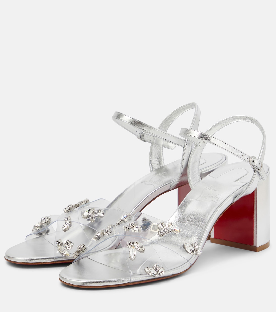Сандалии Queenie из ПВХ и металлизированной кожи Christian Louboutin, Cry/ Silver/ Lin Silver — фото 4