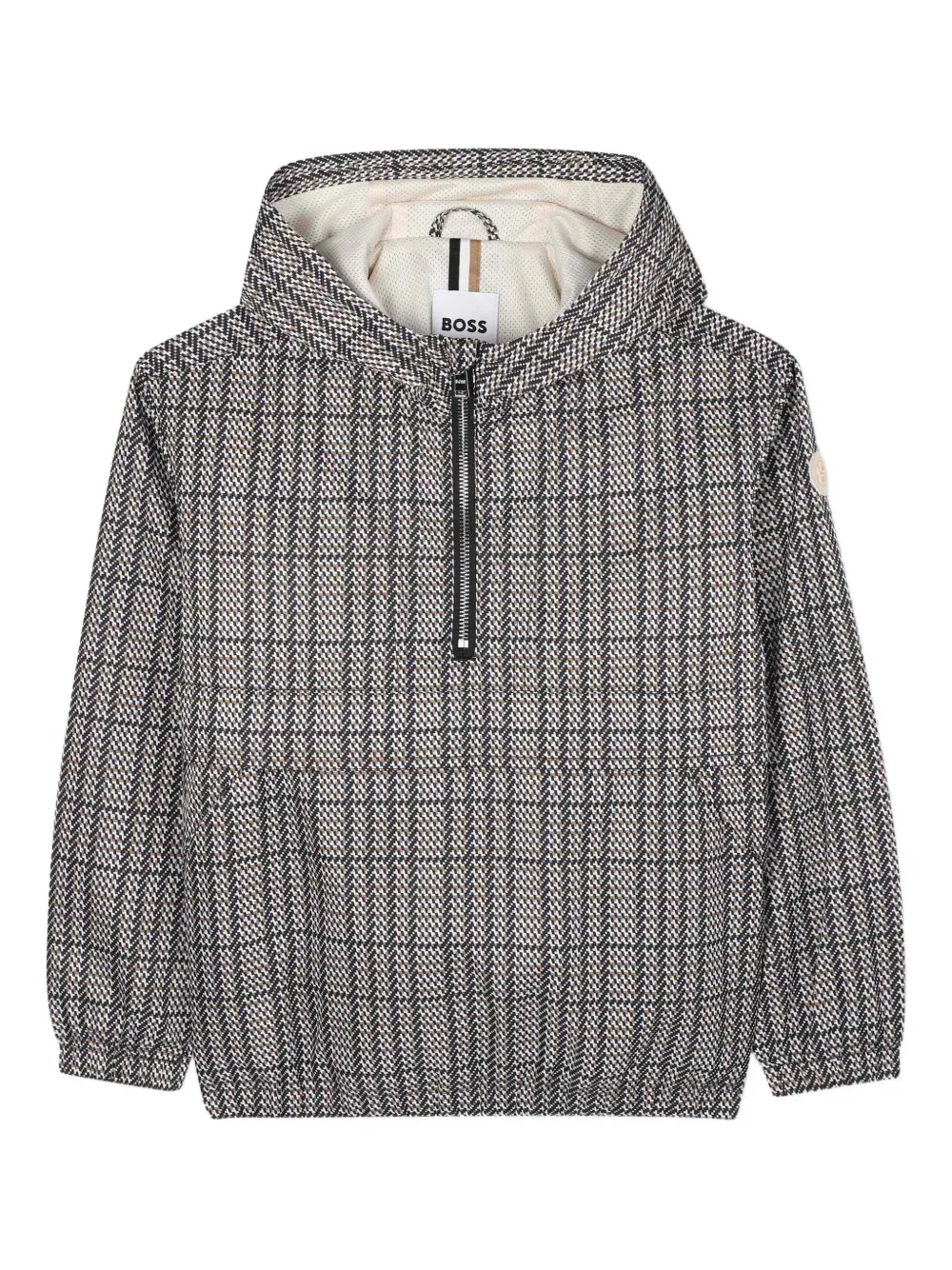 

Клетчатая куртка с капюшоном BOSS Kidswear, серый