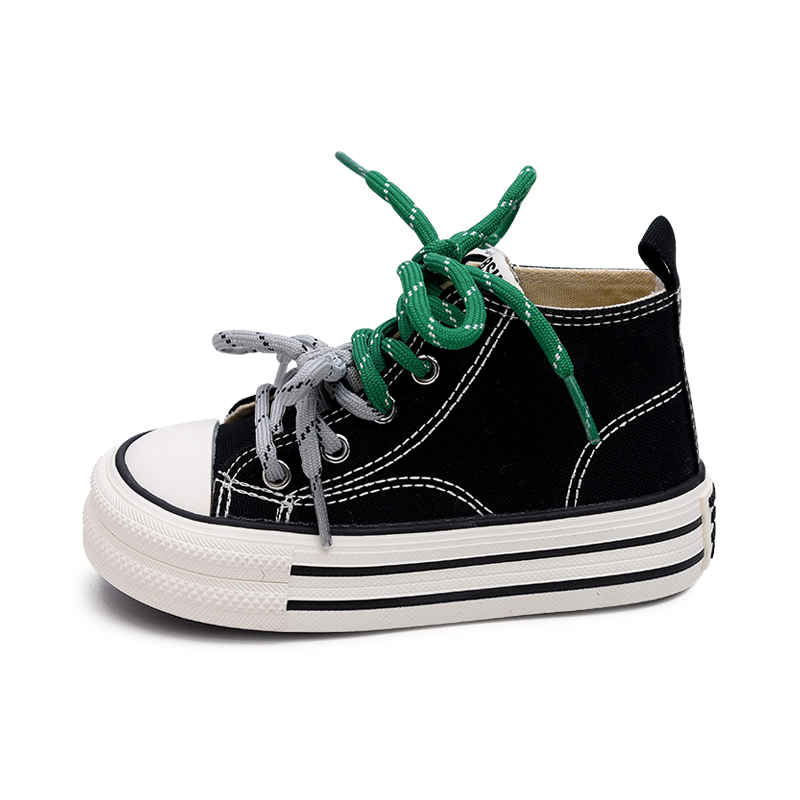 

Детские противоскользящие противоударные высокие кеды из холста Budding, черный