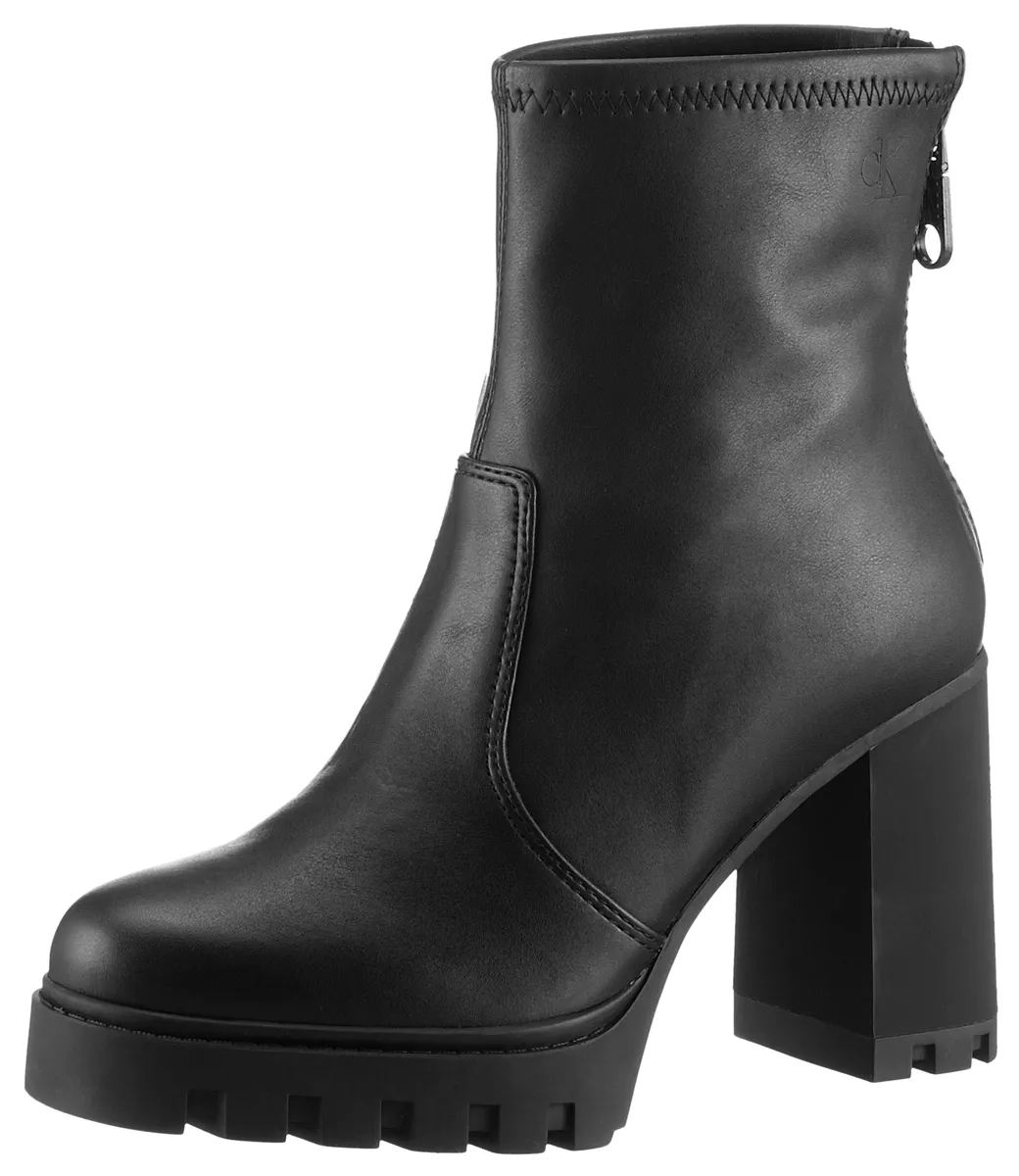 Ботильоны на высоком каблуке Calvin Klein Jeans "HEEL PLATFORM ZIP BOOT MG NAPPA", ботильоны, ботильоны, блочный каблук, с молнией на пятке, черный