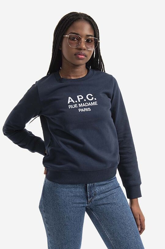 

Толстовка Sweat Tina из хлопка A.P.C., темно-синий