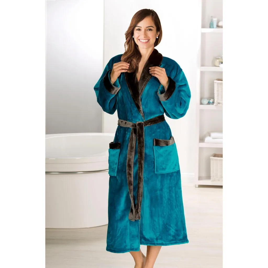 

Unisex-халат Шелковое ощущение, идеально для сауны и спа, гостиничный халат, утренний халат, 1 шт., для женщин и мужчин, с изысканным блеском, длинный Gözze, Petrol