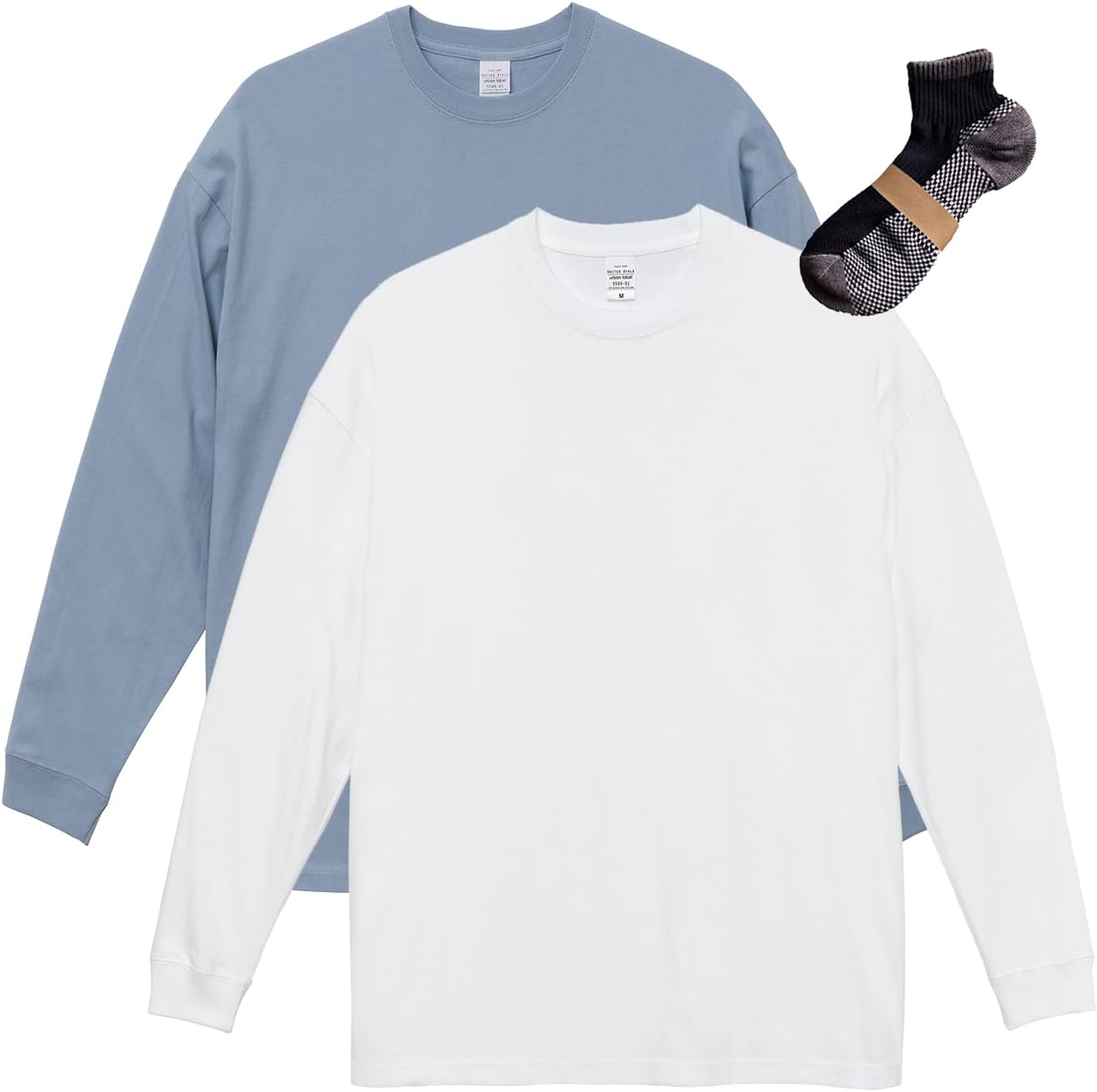 

Мужская футболка с длинным рукавом United Athle 550901 с крупным силуэтом, вес 5,6 унций, белый/синий