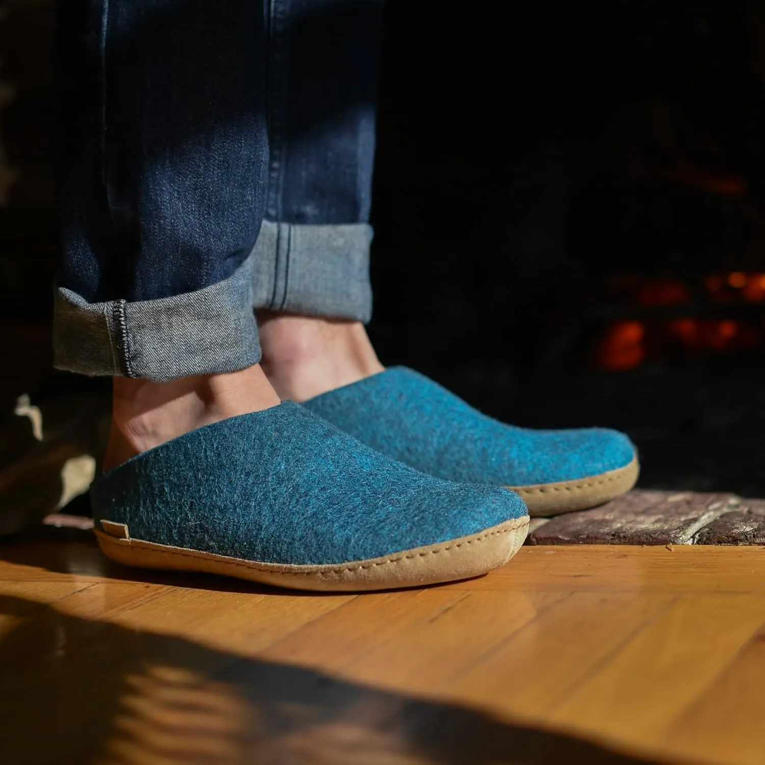 Войлочные тапочки Glerups dk B, унисекс, для взрослых, модель Hut Shoes, кожаная подошва — фото 3