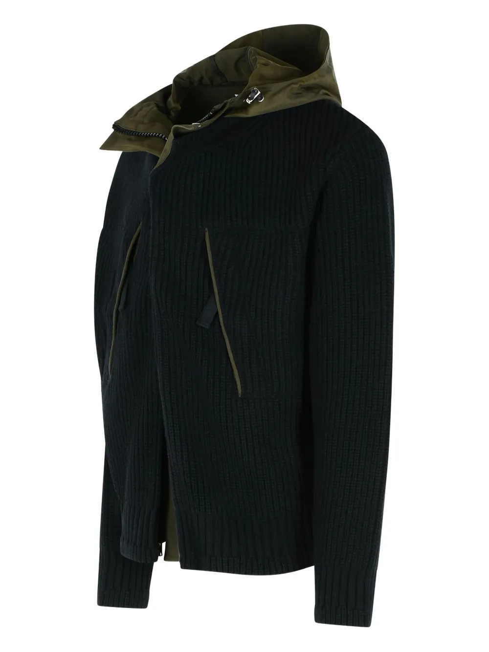 

Куртка с капюшоном из ребристой вязки SACAI, черный