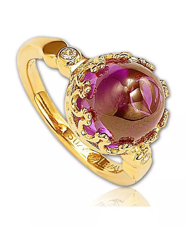 

Коктейльное кольцо Suzy Levian из стерлингового серебра с фиолетовым кабошоном и кубическим цирконием Suzy Levian New York, purple