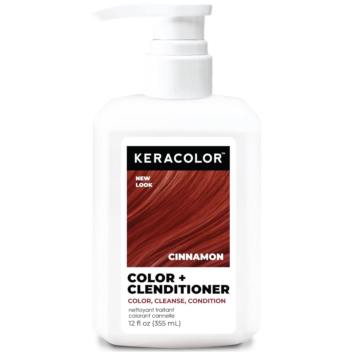 Keracolor Color + Clenditioner 3-в-1 Кондиционер для окрашивания волос, мягко очищает и кондиционирует, полуперманентная краска для волос, 23 оттенка, 355 мл, Cinnamon
