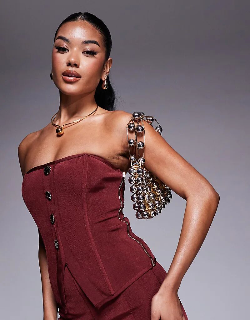 

Топ-бандо ASOS DESIGN от Coord с золотыми пуговицами бордового цвета
