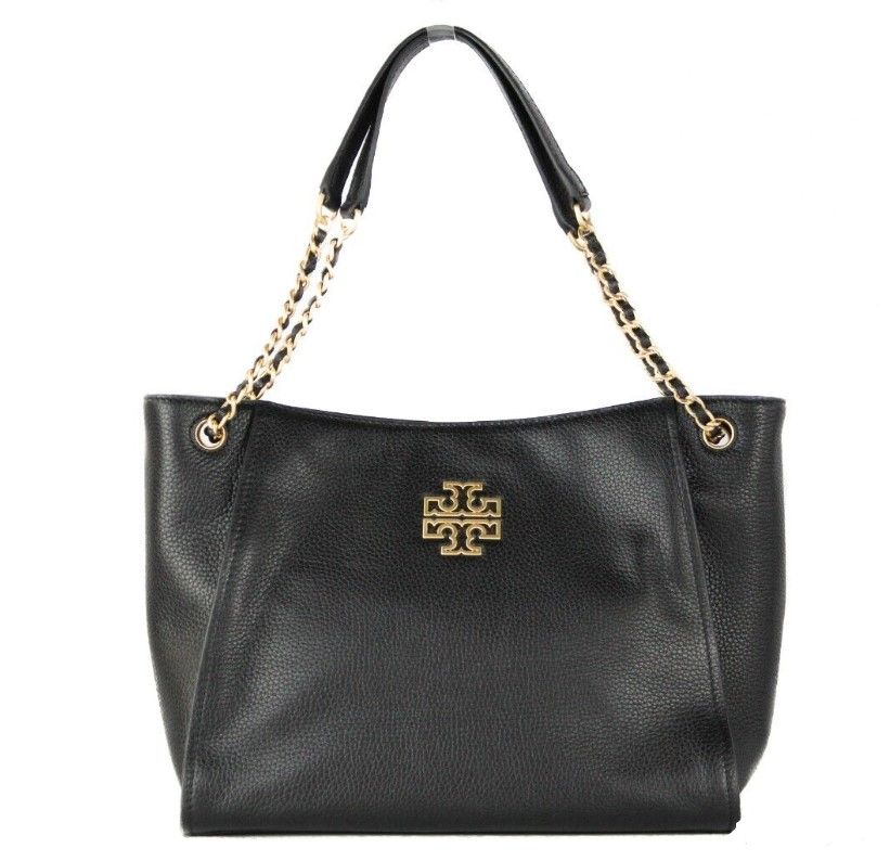 

Сумка Britten Small из черной шагреневой кожи Slochy Tote Tory Burch