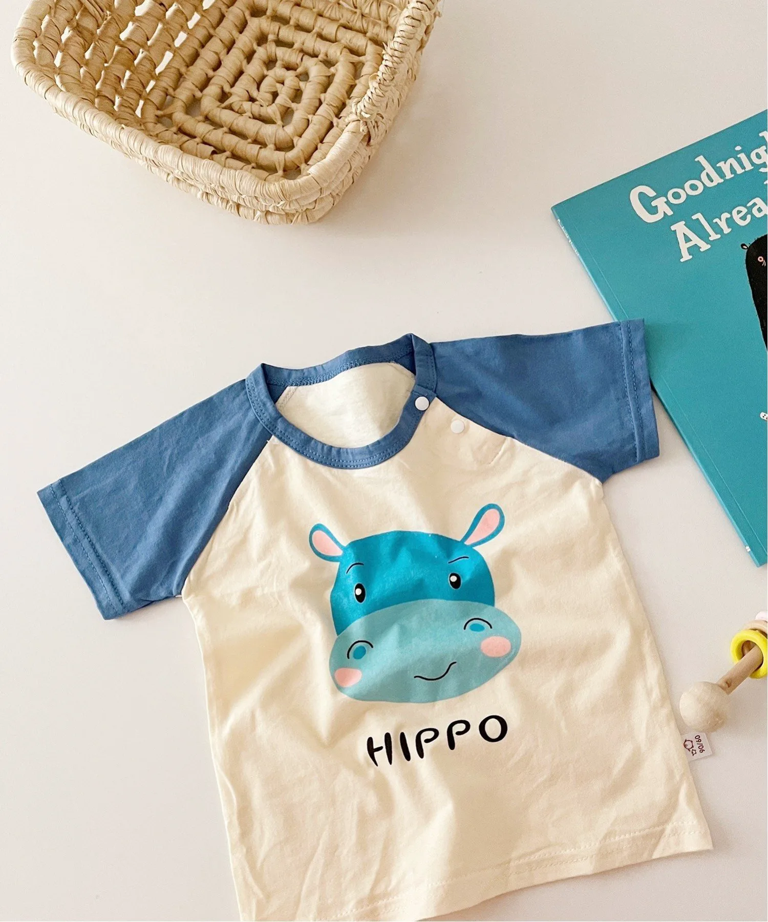 Милая футболка с коротким рукавом и принтом животного. Aimoha Kids, blue