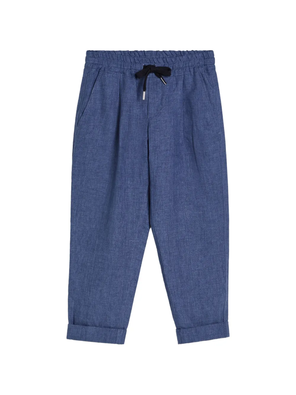 Льняные брюки с кулиской Brunello Cucinelli Kids, синий