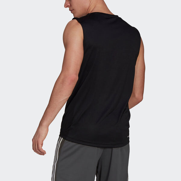 Майка adidas M 3s Tk Causual Sports Training Ventilate Sleeveness Vest Male Black, черный — фото 3