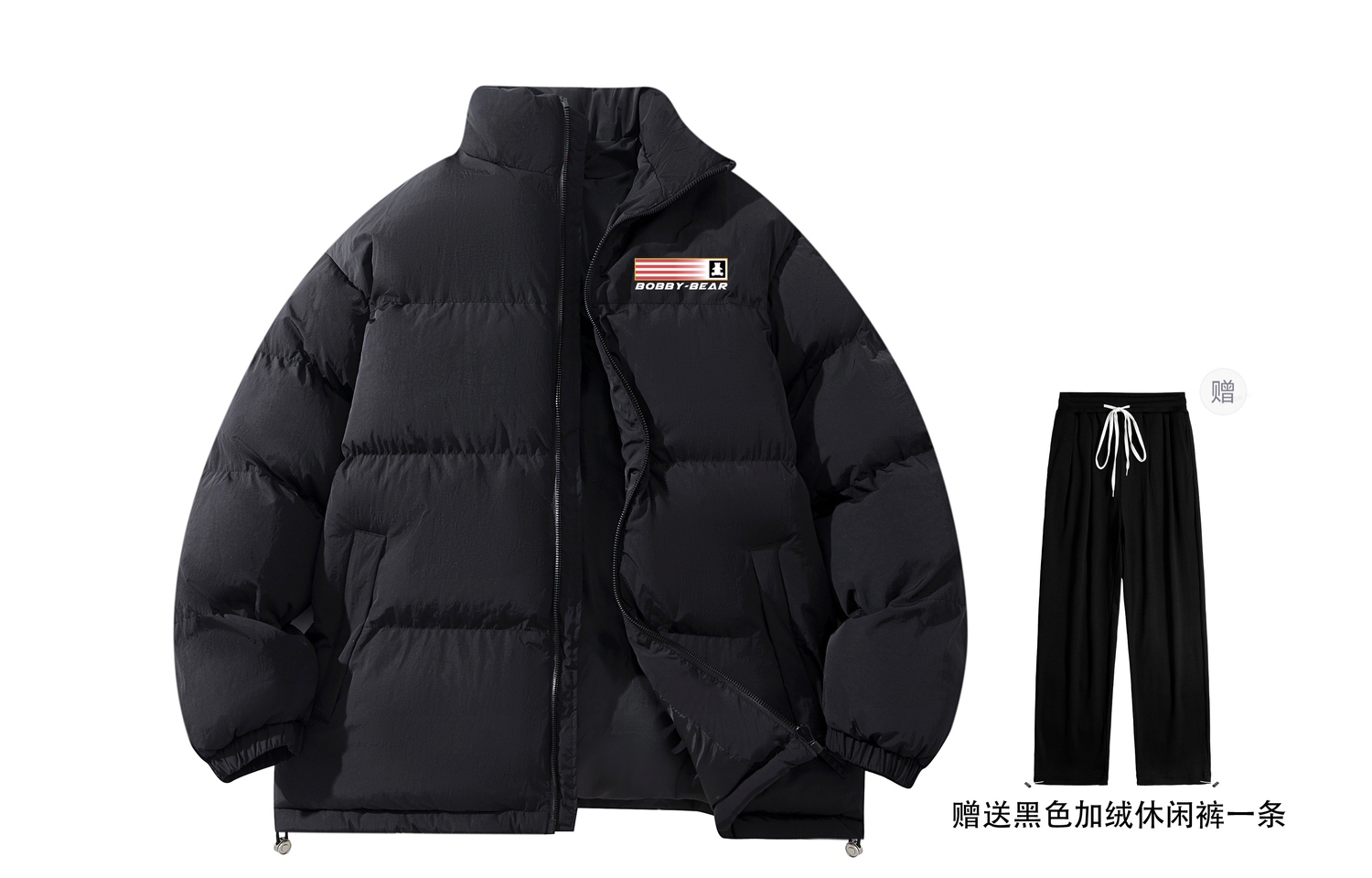

BOBBY ABLEY Пуховик Unisex, Black (Comes with Fleece-Lined Casual Pants)