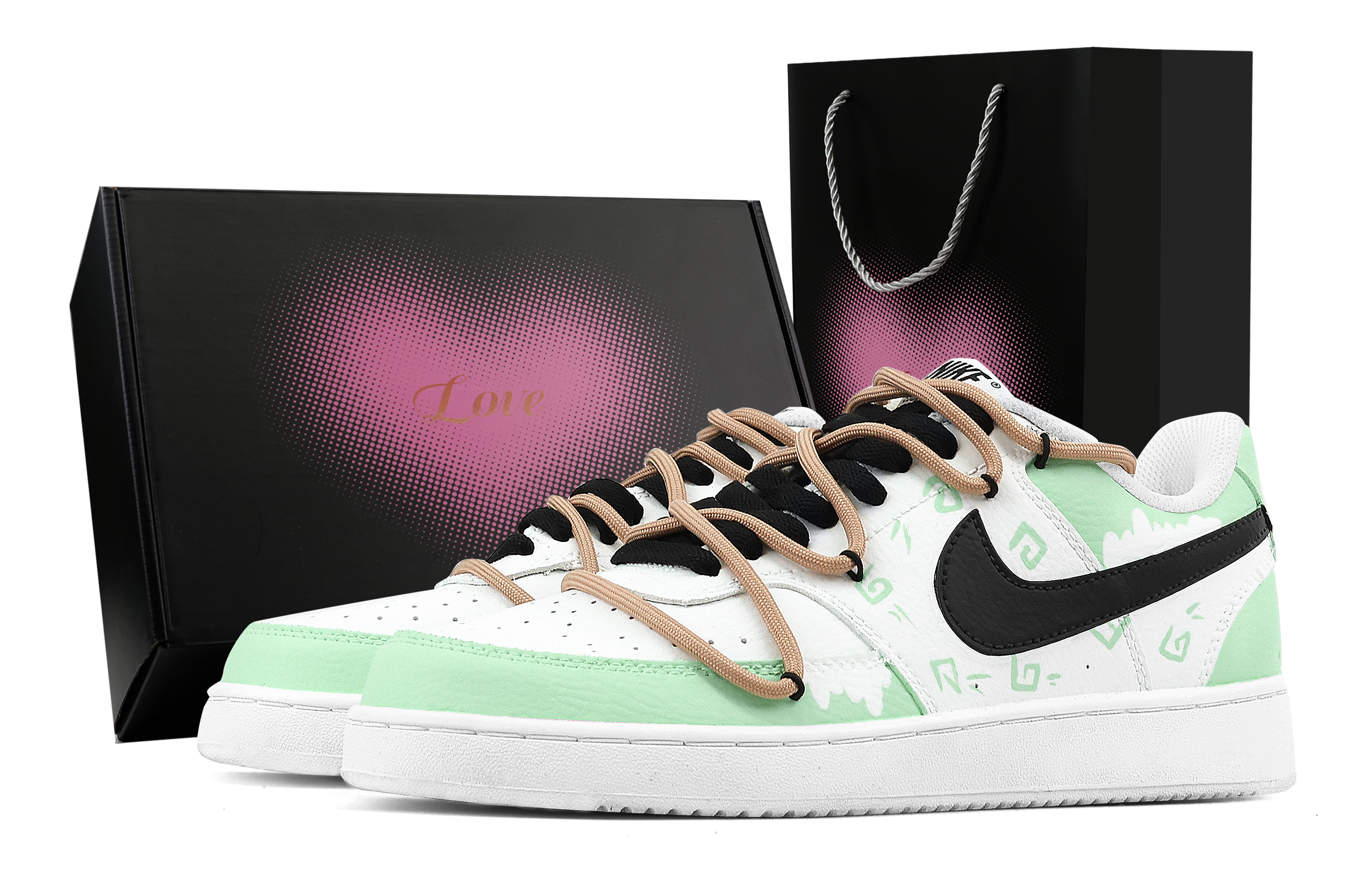 

Nike Кроссовки Court Vision 1 Mint Mambo с низким верхом, противоскользящие, износостойкие, мужские, светло-зеленые