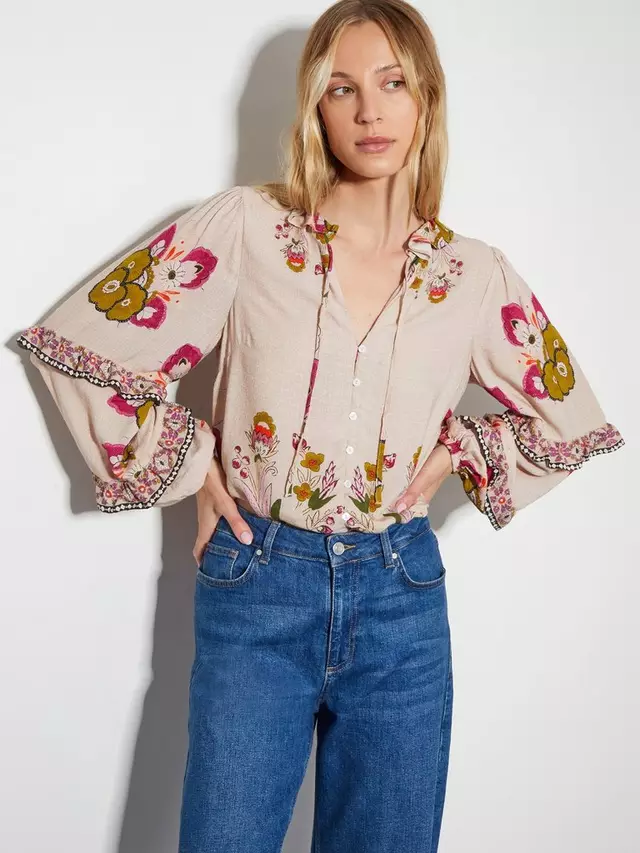 

Блуза Monsoon Kara Floral, цвет ivory/multi