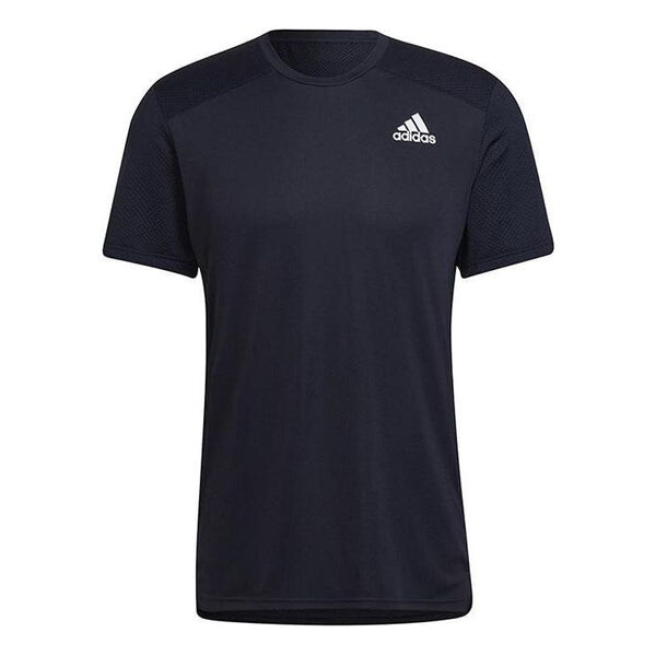 

Футболка Men's adidas Solid Color Logo Round Neck Short Sleeve Ink Blue T-Shirt, мультиколор